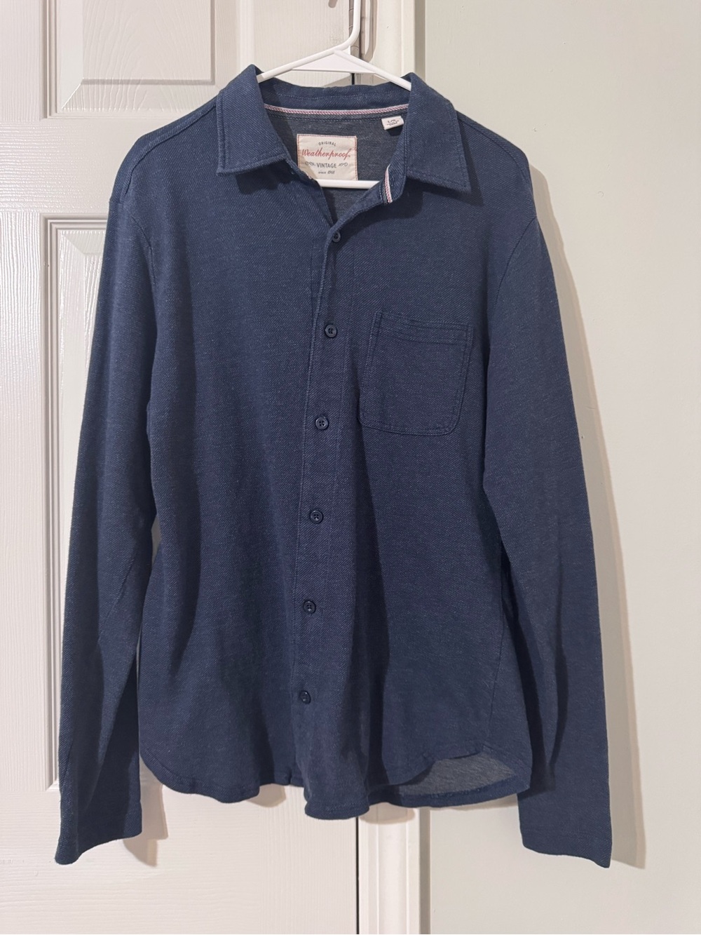 Weatherproof Navy Button-Down Knit Shirt Size L